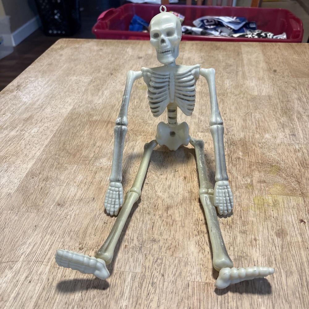 Vintage 1980s Bendable Poseable Skeleton Toy Bendy Figure Made in China Retro